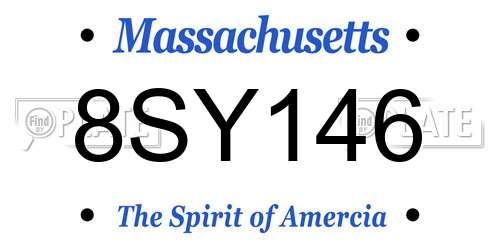 8SY146 Massachusetts License Plate