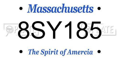 8SY185 Massachusetts License Plate