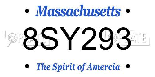 8SY293 Massachusetts License Plate