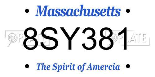 8SY381 Massachusetts License Plate