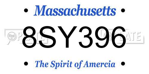 8SY396 Massachusetts License Plate