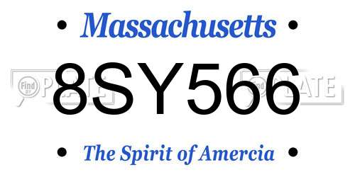 8SY566 Massachusetts License Plate