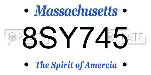 8SY745 Massachusetts License Plate