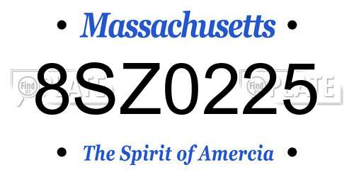 8SZ0225 Massachusetts License Plate