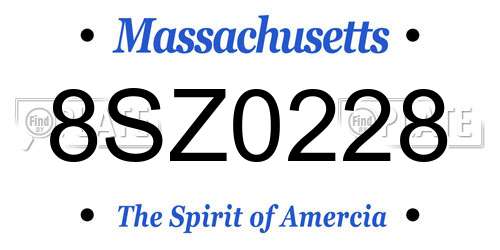 8SZ0228 Massachusetts License Plate