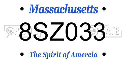 8SZ033 Massachusetts License Plate