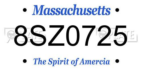 8SZ0725 Massachusetts License Plate