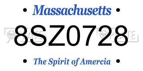 8SZ0728 Massachusetts License Plate