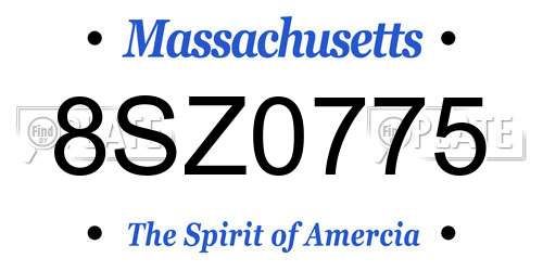 8SZ0775 Massachusetts License Plate