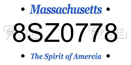 8SZ0778 Massachusetts License Plate