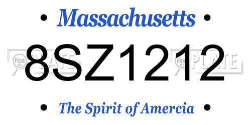 8SZ1212 Massachusetts License Plate