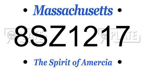 8SZ1217 Massachusetts License Plate