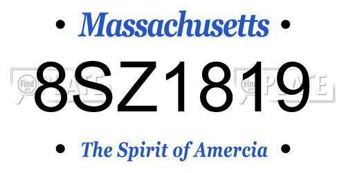 8SZ1819 Massachusetts License Plate