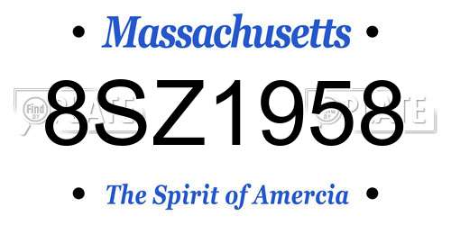 8SZ1958 Massachusetts License Plate