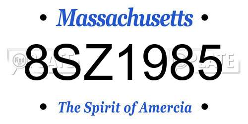 8SZ1985 Massachusetts License Plate
