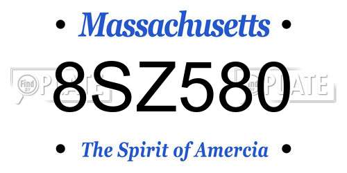 8SZ580 Massachusetts License Plate