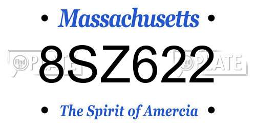 8SZ622 Massachusetts License Plate