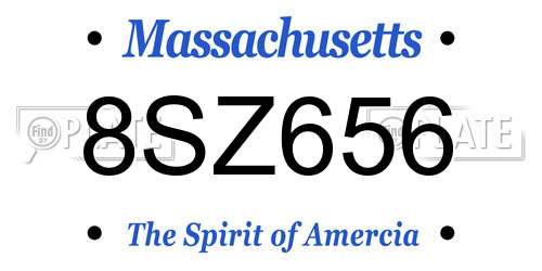 8SZ656 Massachusetts License Plate