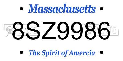 8SZ9986 Massachusetts License Plate
