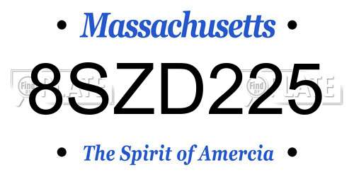 8SZD225 Massachusetts License Plate