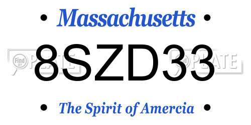 8SZD33 Massachusetts License Plate