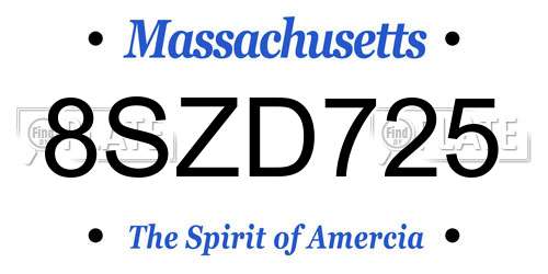 8SZD725 Massachusetts License Plate