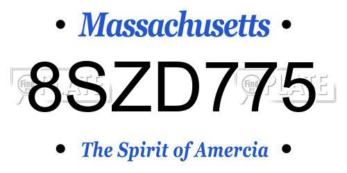 8SZD775 Massachusetts License Plate