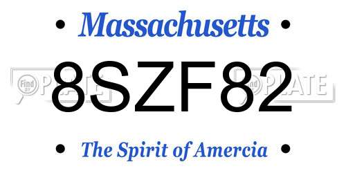 8SZF82 Massachusetts License Plate
