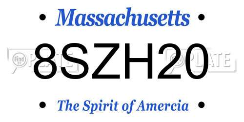 8SZH20 Massachusetts License Plate
