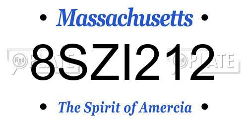 8SZI212 Massachusetts License Plate