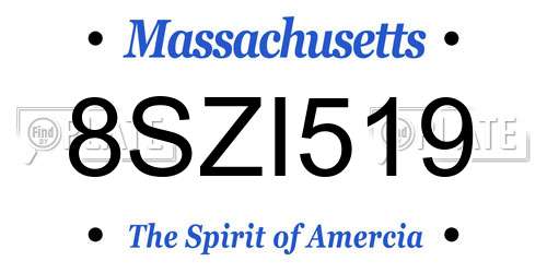 8SZI519 Massachusetts License Plate