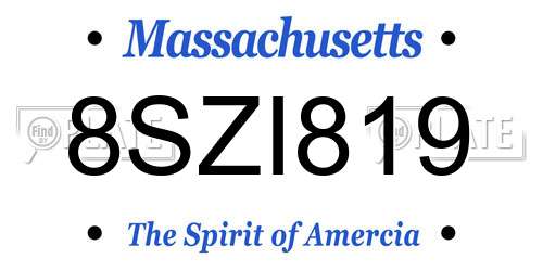 8SZI819 Massachusetts License Plate