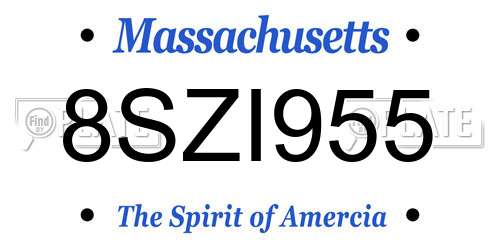 8SZI955 Massachusetts License Plate