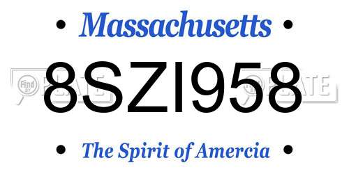 8SZI958 Massachusetts License Plate