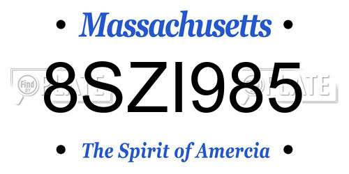 8SZI985 Massachusetts License Plate