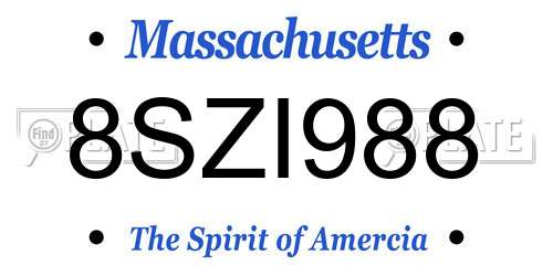 8SZI988 Massachusetts License Plate