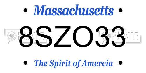 8SZO33 Massachusetts License Plate
