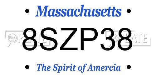 8SZP38 Massachusetts License Plate