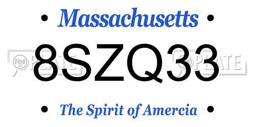 8SZQ33 Massachusetts License Plate