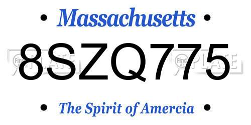 8SZQ775 Massachusetts License Plate