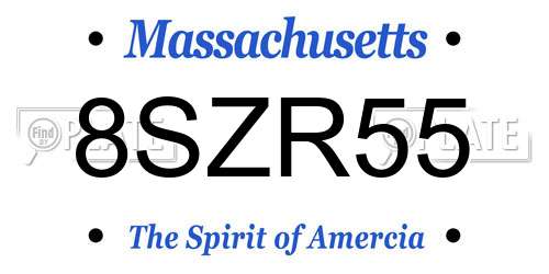 8SZR55 Massachusetts License Plate