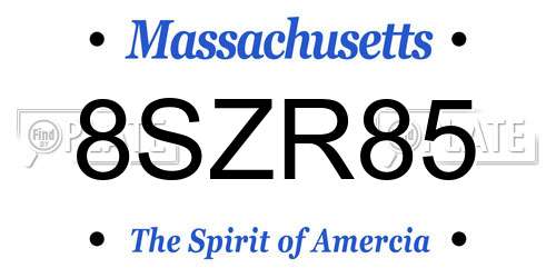 8SZR85 Massachusetts License Plate