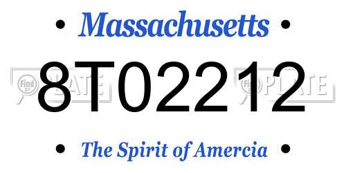 8T02212 Massachusetts License Plate