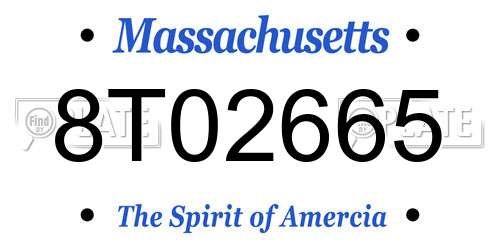 8T02665 Massachusetts License Plate