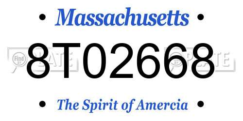 8T02668 Massachusetts License Plate