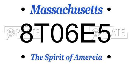 8T06E5 Massachusetts License Plate