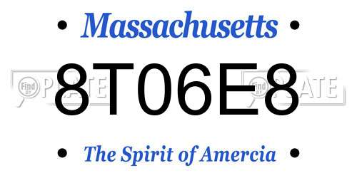 8T06E8 Massachusetts License Plate