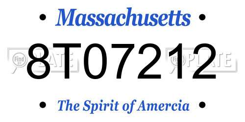 8T07212 Massachusetts License Plate