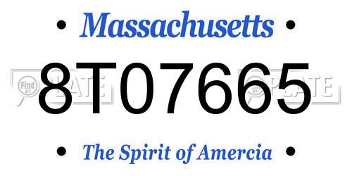 8T07665 Massachusetts License Plate