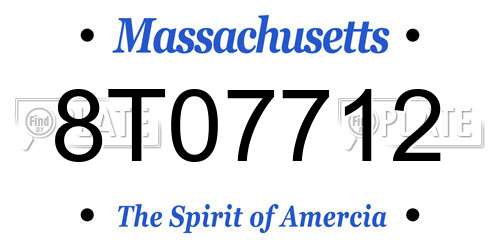 8T07712 Massachusetts License Plate